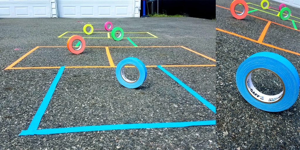 Pro Gaff tape works indoors and outdoors - just check out this hopscotch board made with tape! Perfect for outdoor activities at school.