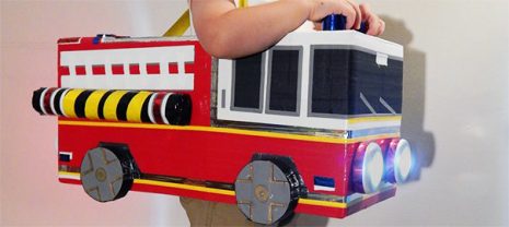 DIY Tape Fire Truck Costume