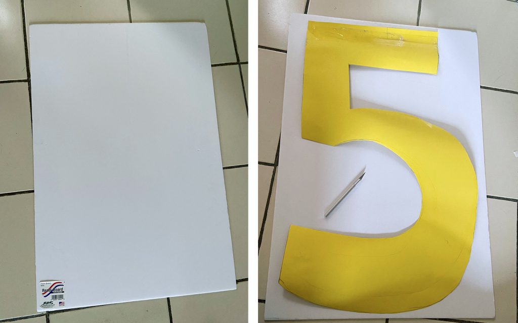 Draw and cut out your numbers to your desired size from the foam board