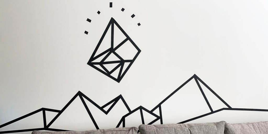 Experiment with all kinds of shapes and ideas for your tape art mural