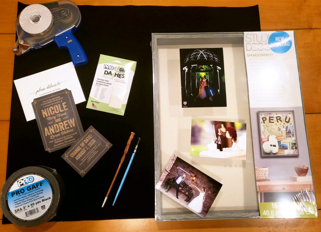 Gather your supplies together for the shadow box frame