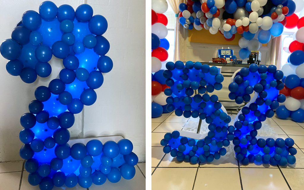 You can make so many awesome color combinations with your balloon numbers! Try different colors of balloons and LED lights.