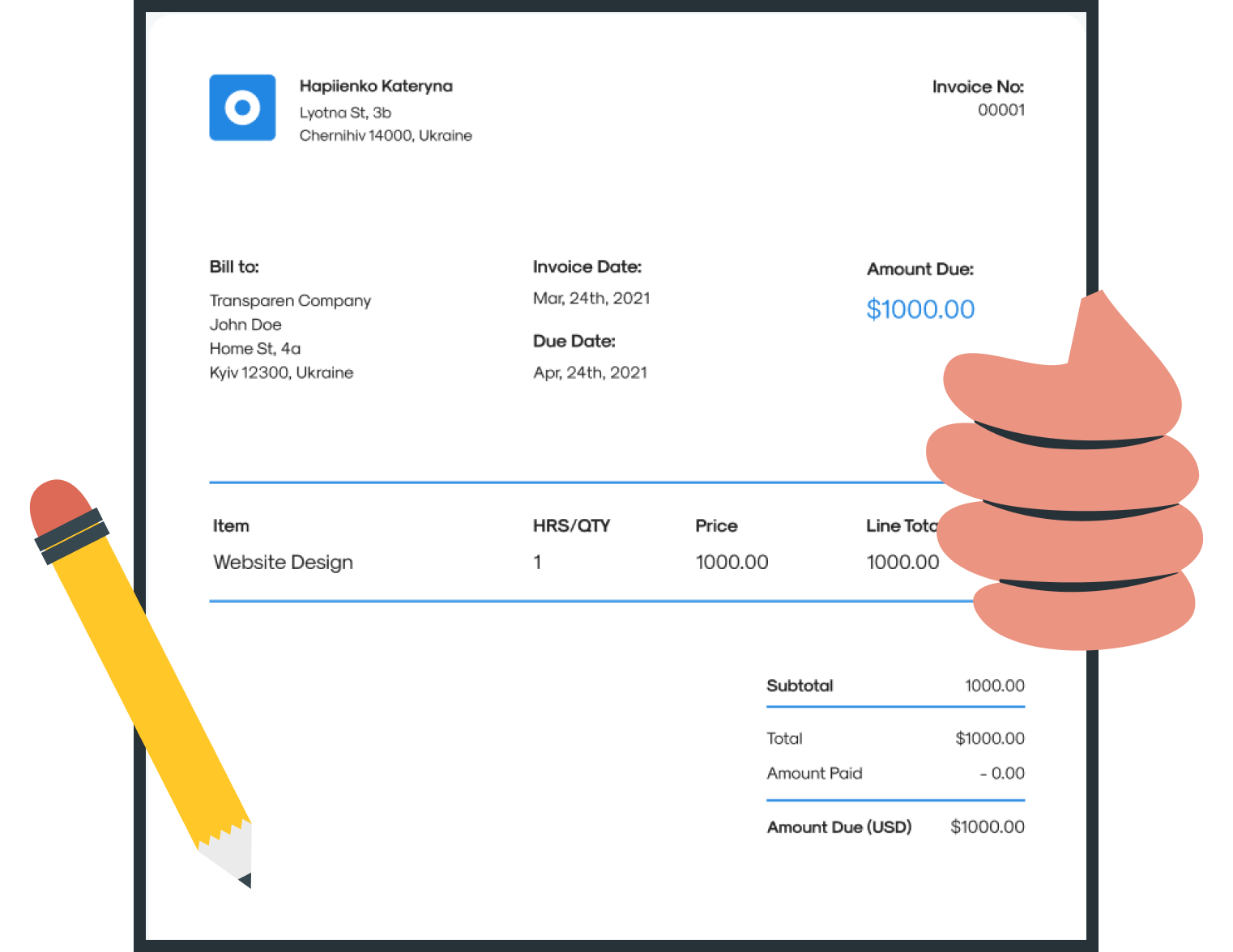 Invoice created with online invoicing software InvoiceBerry